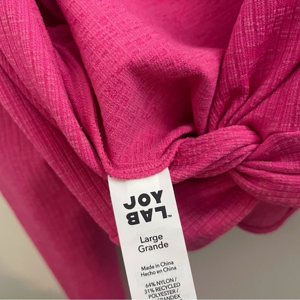 JoyLab Pink Long Sleeve Tie Front Crop Top activewear - Picture 3 of 4